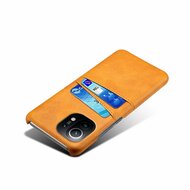 Xiaomi Mi 11 Hoesje - MobyDefend Lederen Backcover Met Vakjes Voor Pasjes - Cognacbruin