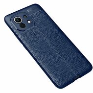 Xiaomi Mi 11 hoesje, MobyDefend TPU Gelcase, Lederlook, Navy blauw