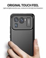 Xiaomi Mi 11 Ultra Hoesje - MobyDefend TPU Backcover - Geborstelde Metaal &amp; Carbon-Look - Zwart