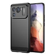 Xiaomi Mi 11 Ultra Hoesje - MobyDefend TPU Backcover - Geborstelde Metaal &amp; Carbon-Look - Zwart