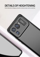 Xiaomi Mi 11 Ultra hoesje, MobyDefend TPU Gelcase, Geborsteld Metaal + Carbonlook, Navy blauw