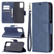 Xiaomi Redmi Note 10 / Note 10S Hoesje, MobyDefend Wallet Book Case Met Koord, Blauw