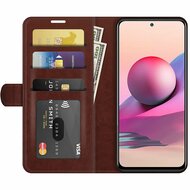 Xiaomi Redmi Note 10 / Note 10S hoesje, MobyDefend Wallet Book Case (Sluiting Achterkant), Bruin