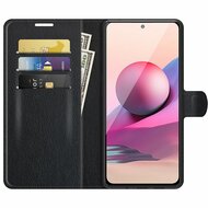 Xiaomi Redmi Note 10 / Note 10S hoesje, MobyDefend Kunstleren Wallet Book Case, Zwart