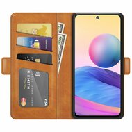 Xiaomi Redmi Note 10 5G hoesje, MobyDefend Luxe Wallet Book Case (Sluiting Zijkant), Lichtbruin