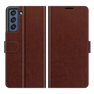 Samsung Galaxy S21 FE hoesje, MobyDefend Wallet Book Case (Sluiting Achterkant), Bruin
