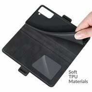 Samsung Galaxy S21 FE hoesje, MobyDefend Luxe Wallet Book Case (Sluiting Zijkant), Zwart