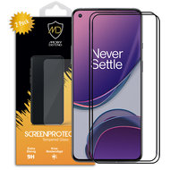 2-Pack OnePlus 8T screenprotectors, MobyDefend gehard glas screensavers, Zwarte randen