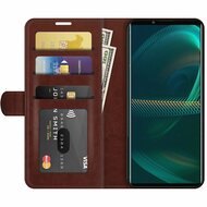 Sony Xperia 5 III hoesje, MobyDefend Wallet Book Case (Sluiting Achterkant), Bruin