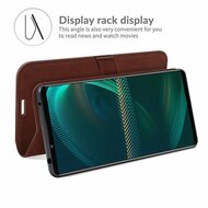 Sony Xperia 5 III Hoesje - MobyDefend Wallet Book Case (Sluiting Achterkant) - Bruin