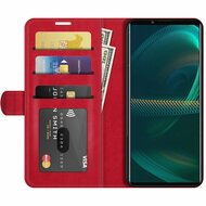 Sony Xperia 5 III Hoesje - MobyDefend Wallet Book Case (Sluiting Achterkant) - Rood