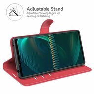 Sony Xperia 5 III Hoesje - MobyDefend Kunstleren Wallet Book Case (Sluiting Voorkant) - Rood