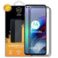 3-Pack Motorola Moto G100 Screenprotectors, MobyDefend gehard glas screensavers, Zwarte randen