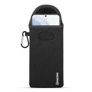 Hoesje voor Samsung Galaxy S21, MobyDefend Neopreen Pouch Met Karabijnhaak, Insteekhoesje, Riemlus Hoesje, Zwart