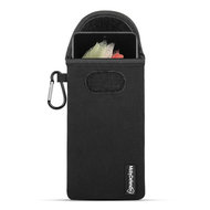 Hoesje voor Samsung Galaxy S21 Ultra, MobyDefend Neopreen Pouch Met Karabijnhaak, Insteekhoesje, Riemlus Hoesje, Zwart