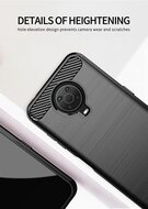 Nokia G10 / Nokia G20 Hoesje - MobyDefend TPU Backcover - Geborstelde Metaal &amp; Carbon-Look - Zwart