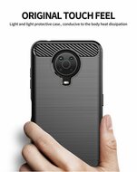 Nokia G10 / Nokia G20 Hoesje - MobyDefend TPU Backcover - Geborstelde Metaal &amp; Carbon-Look - Zwart