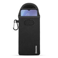 Hoesje voor Motorola Moto G50 - MobyDefend Neopreen Pouch Met Karabijnhaak - Insteekhoesje - Riemlus Hoesje - Zwart
