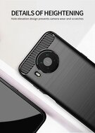 Nokia X10 / Nokia X20 Hoesje - MobyDefend TPU Backcover - Geborstelde Metaal &amp; Carbon-Look - Zwart