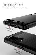 OnePlus Nord CE Hoesje - MobyDefend TPU Backcover - Geborstelde Metaal &amp; Carbon-Look - Navy Blauw