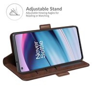 OnePlus Nord CE Hoesje, MobyDefend Luxe Wallet Book Case (Sluiting Zijkant), Bruin