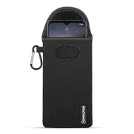 Hoesje voor Nokia 2.4, MobyDefend Neopreen Pouch Met Karabijnhaak, Insteekhoesje, Riemlus Hoesje, Zwart