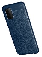 Samsung Galaxy A03s Hoesje, MobyDefend TPU Gelcase, Lederlook, Navy Blauw