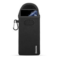 Hoesje voor iPhone 11 Pro Max, MobyDefend Neopreen Pouch Met Karabijnhaak, Insteekhoesje, Riemlus Hoesje, Zwart