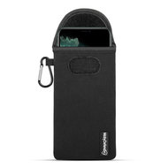 Hoesje voor iPhone 11 Pro, MobyDefend Neopreen Pouch Met Karabijnhaak, Insteekhoesje, Riemlus Hoesje, Zwart