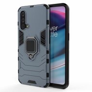 OnePlus Nord CE Hoesje - MobyDefend Dubbelgelaagde Pantsercase Met Standaard - Navy Blauw