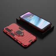 OnePlus Nord CE Hoesje - MobyDefend Dubbelgelaagde Pantsercase Met Standaard - Rood