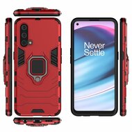 OnePlus Nord CE hoesje, MobyDefend Dubbelgelaagde Pantsercase Met Standaard, Rood