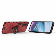 OnePlus Nord CE hoesje, MobyDefend Dubbelgelaagde Pantsercase Met Standaard, Rood