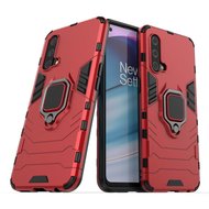 OnePlus Nord CE hoesje, MobyDefend Dubbelgelaagde Pantsercase Met Standaard, Rood