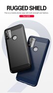 Motorola Moto G50 Hoesje, MobyDefend TPU Gelcase, Geborsteld Metaal + Carbonlook, Rood