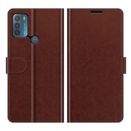 Motorola Moto G50 Hoesje, MobyDefend Wallet Book Case (Sluiting Achterkant), Bruin