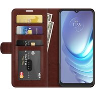 Motorola Moto G50 Hoesje, MobyDefend Wallet Book Case (Sluiting Achterkant), Bruin