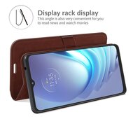 Motorola Moto G50 Hoesje - MobyDefend Wallet Book Case (Sluiting Achterkant) - Bruin