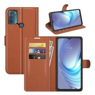 Motorola Moto G50 Hoesje - MobyDefend Kunstleren Wallet Book Case (Sluiting Voorkant) - Bruin