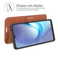 Motorola Moto G50 Hoesje - MobyDefend Kunstleren Wallet Book Case (Sluiting Voorkant) - Bruin