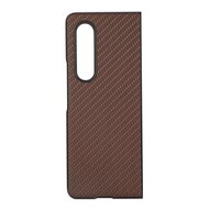 Samsung Galaxy Z Fold 3 hoesje, MobyDefend Carbonlook Backcover, Bruin