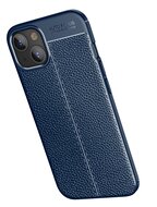 iPhone 13 Mini Hoesje, MobyDefend TPU Gelcase, Lederlook, Navy Blauw