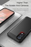 OnePlus Nord 2 Hoesje - MobyDefend TPU Backcover - Geborstelde Metaal &amp; Carbon-Look - Zwart