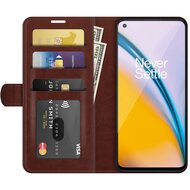 OnePlus Nord 2 Hoesje, MobyDefend Wallet Book Case (Sluiting Achterkant), Bruin