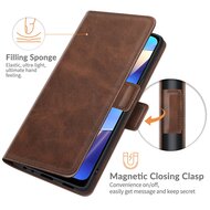 Oppo A16 / A16s / A54s Hoesje, MobyDefend Luxe Wallet Book Case (Sluiting Zijkant), Bruin