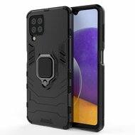 Samsung Galaxy M22 / Galaxy A22 4G Hoesje - MobyDefend Dubbelgelaagde Pantsercase Met Standaard - Zwart