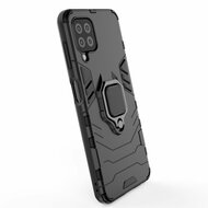 Samsung Galaxy M22 / Galaxy A22 4G Hoesje - MobyDefend Dubbelgelaagde Pantsercase Met Standaard - Zwart