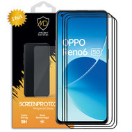 3-Pack Oppo Reno6 Screenprotectors - MobyDefend Screensavers Met Zwarte Randen - Gehard Glas 
