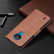 Nokia 1.4 Hoesje - MobyDefend Wallet Book Case Met Koord - Bruin