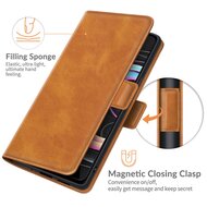 Motorola Edge 20 Pro Hoesje, MobyDefend Luxe Wallet Book Case (Sluiting Zijkant), Lichtbruin